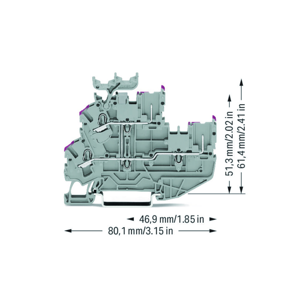 2-dr./2-pins 2etage basisklem rijg 2,5mm² 2238 VVE=50