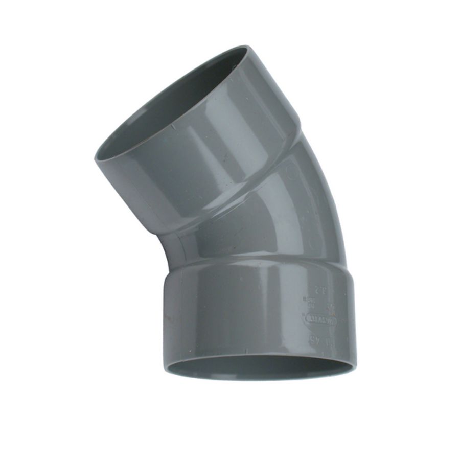 Wadal PVC lijm bocht 45° 40mm grijs mof/mof