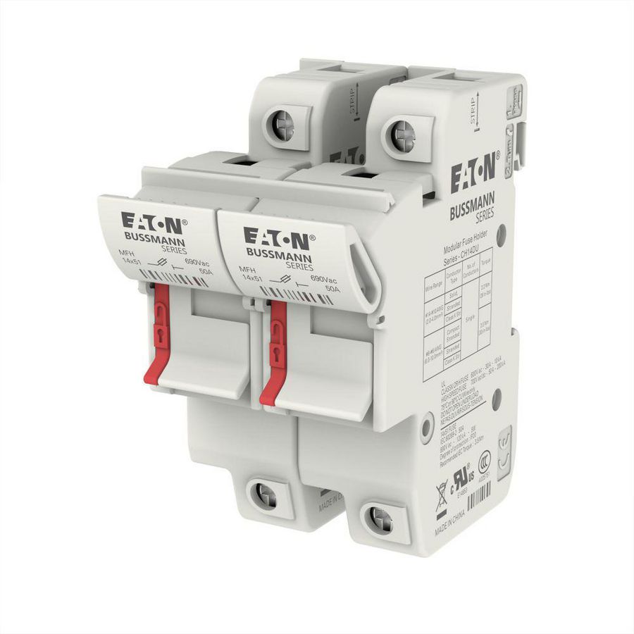 Zekeringhouder laagspan.50 A AC 690 V 14x51mm 2P IEC VVE=3