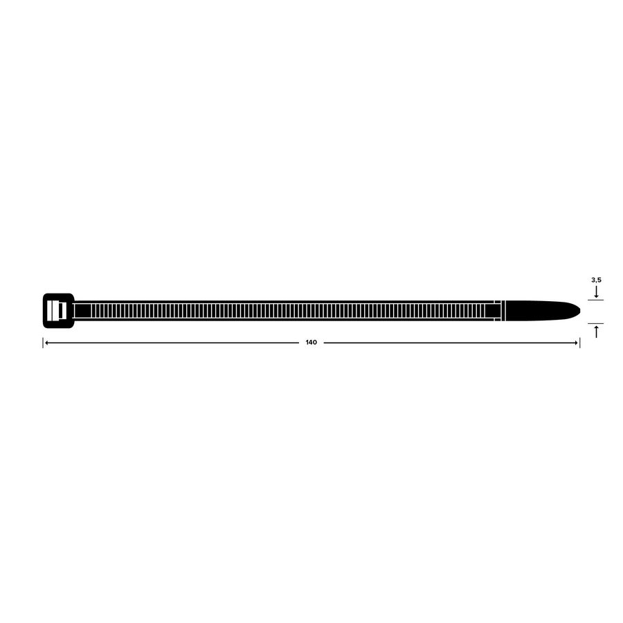Zak a 100st. trekbandjes 140X3,5mm zwart