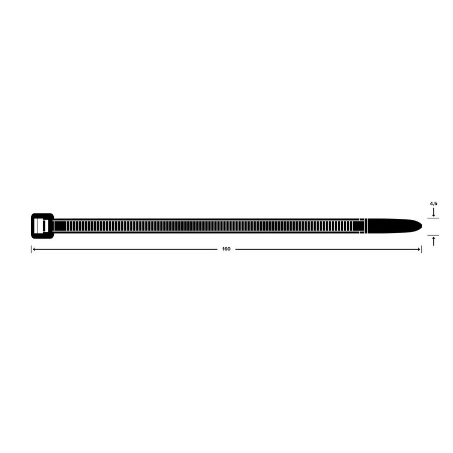 Zak a 100st. trekbandjes 160X4,5mm zwart