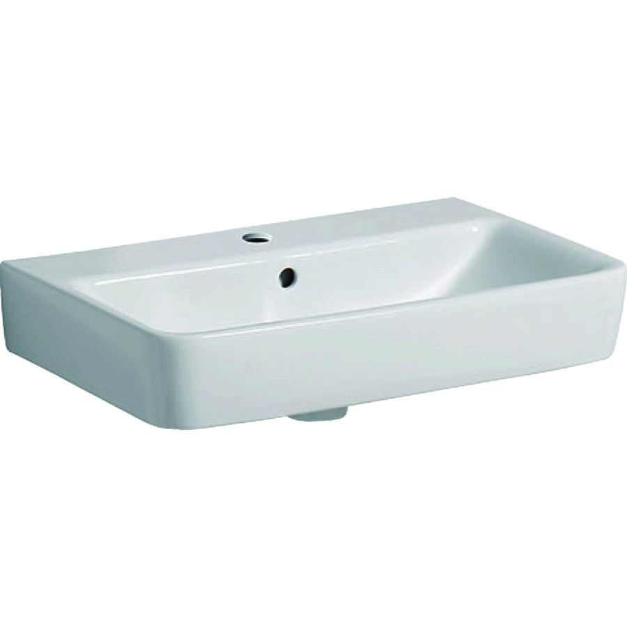 Renova Compact wastafel 60x37cm met kraangat + overloop wit Keratect