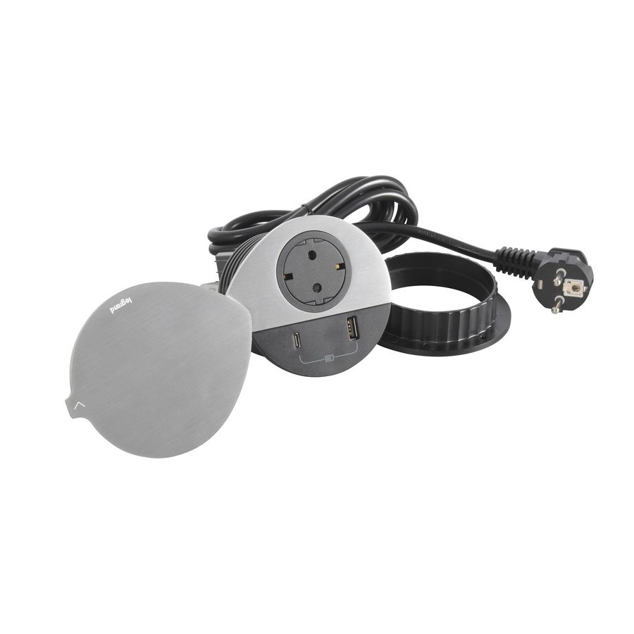 Incara Disq80-geb.alu dksl-1 WCD+1 USB A+C+snoer L2m stekker