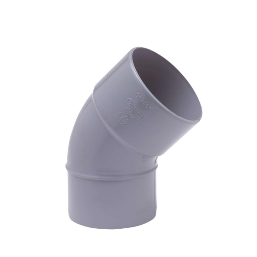 Wadal PVC lijm bocht 45° 40mm grijs mof/spie