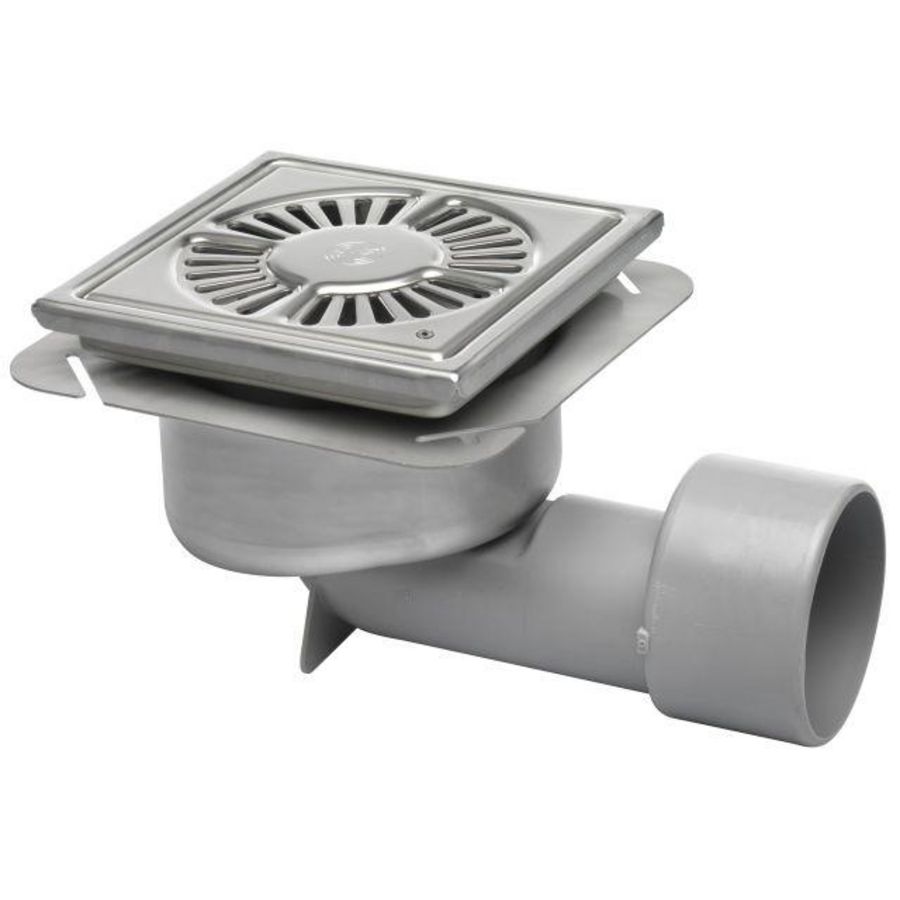 Vloerput Compact RVS316 197x197mm v75/100/110 75 rooster