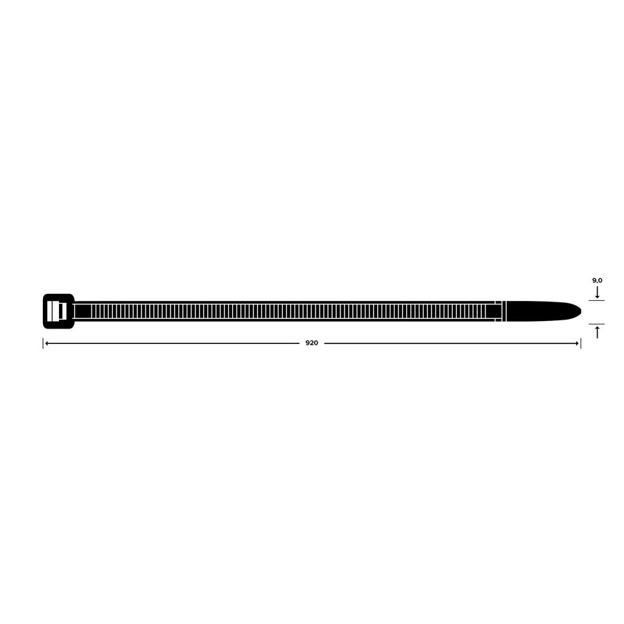 Zak a 100st. trekbandjes 920X9,0mm zwart