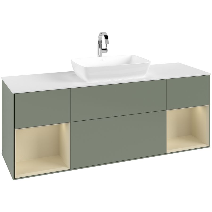 Wastafelonderkast Finion 1600x603x501mm Olive Matt Lacquer F861HJGM