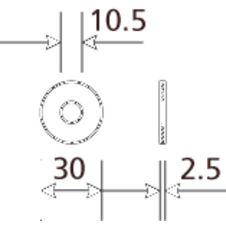Sluitring Elvz 10.5x30x2.5 M10 VVE=100