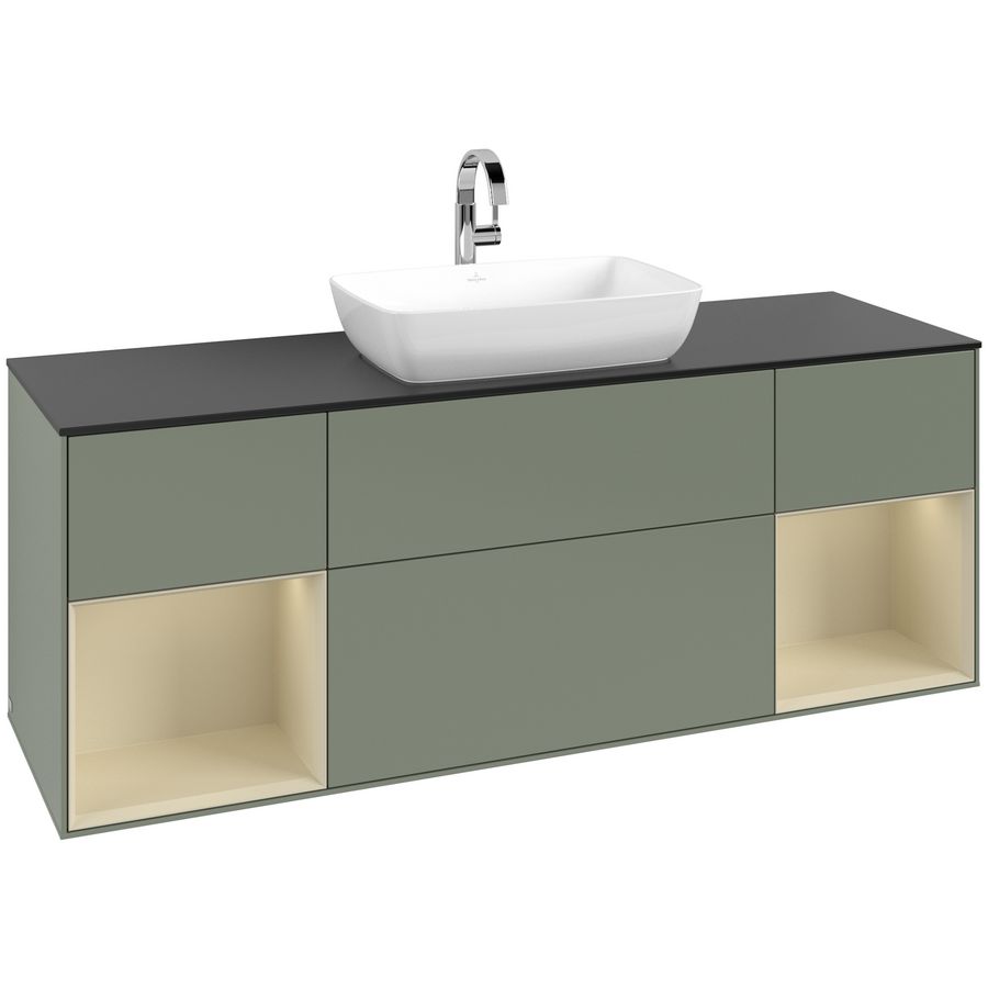 Wastafelonderkast Finion 1600x603x501mm Olive Matt Lacquer F862HJGM