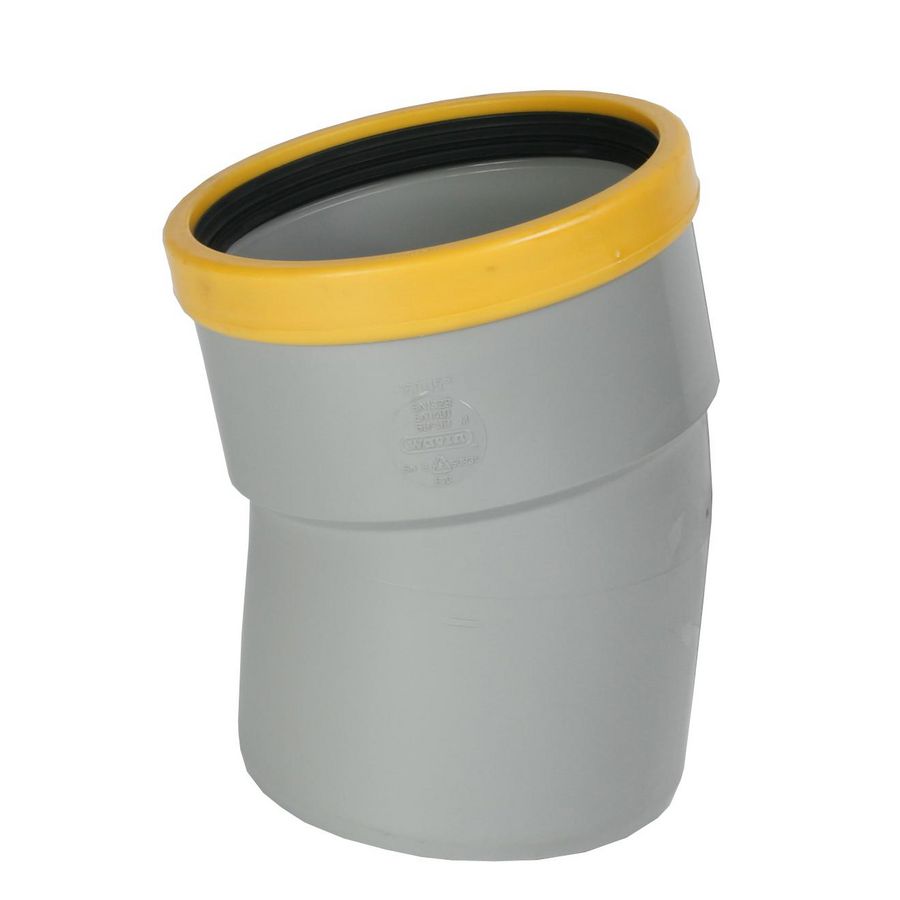 PVC bocht 15° 200mm SN8 0,5D grijs mof/spie