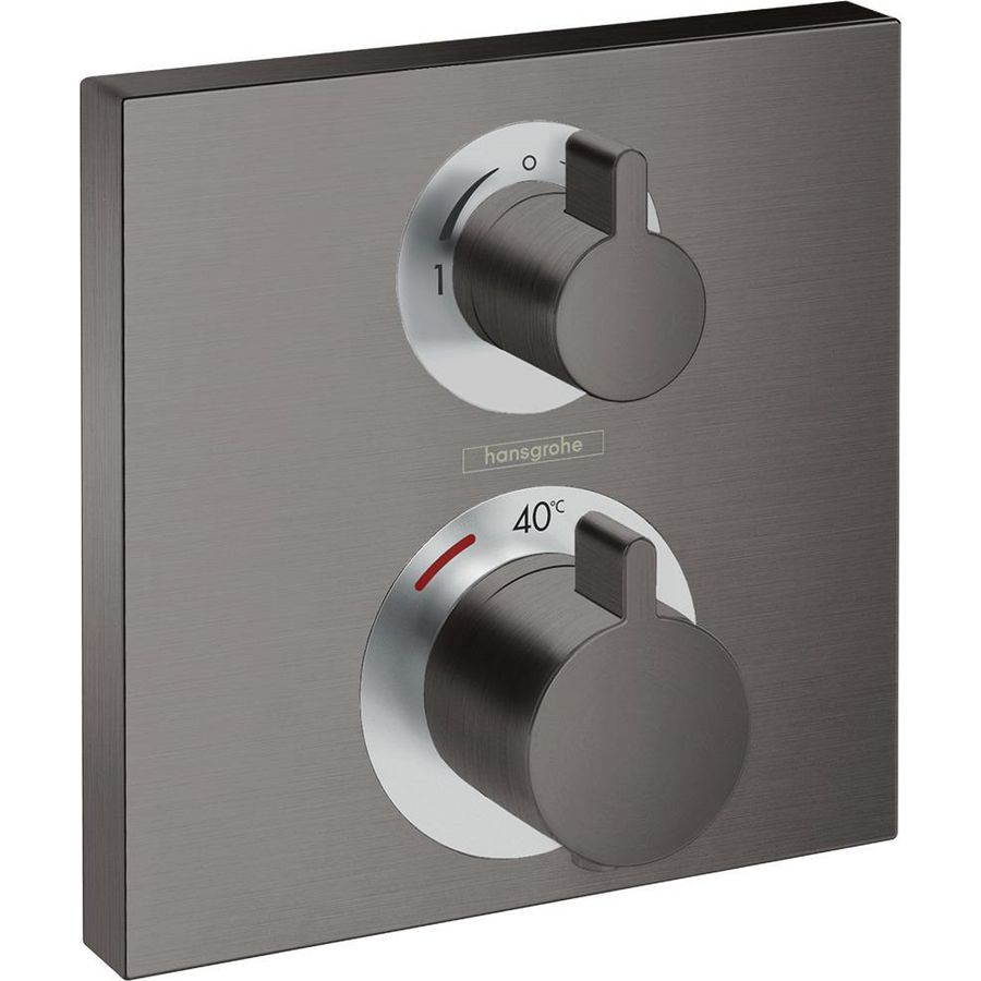 Afbouwdeel inbouwthermostaat Ecostat Square 2 functies brushed black chrome