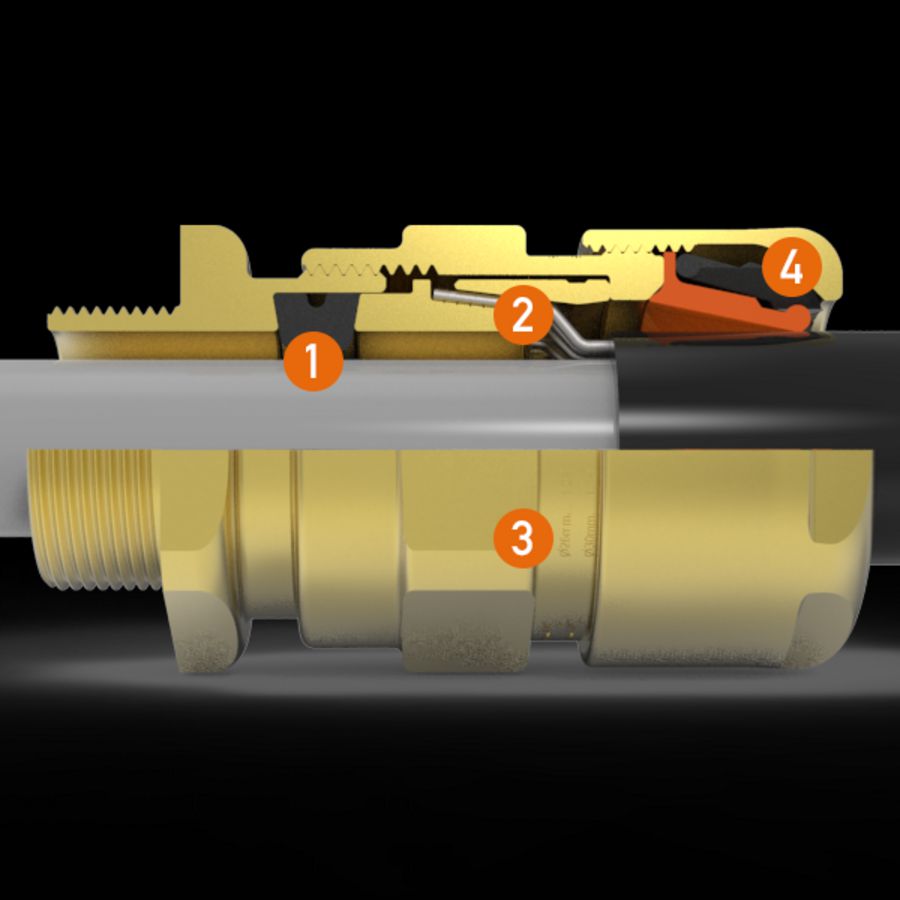Kabelwartel messing armeringklem 1/2"NPT-O