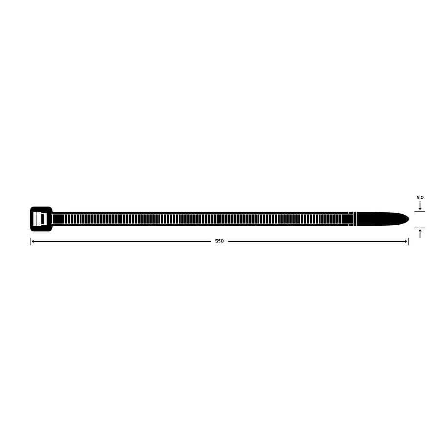 Zak a 100st. trekbandjes 550X9,0mm zwart