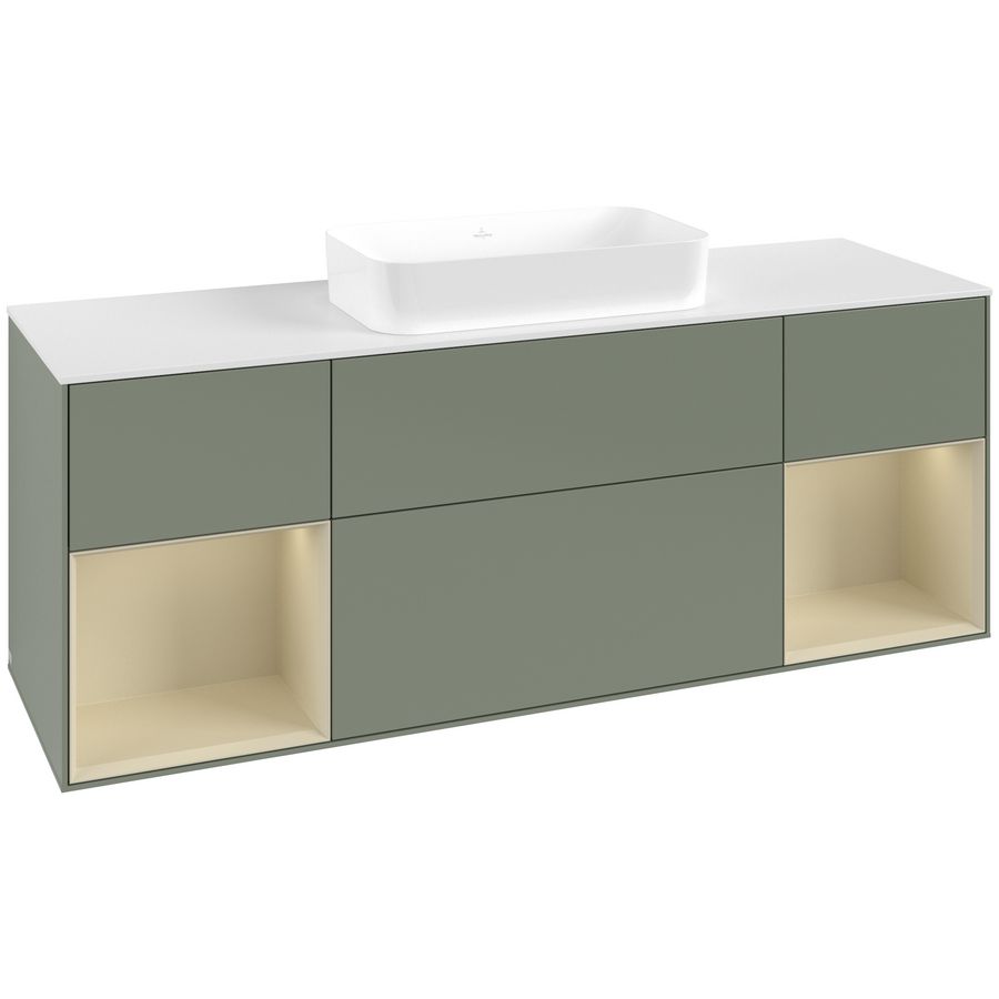 Wastafelonderkast Finion 1600x603x501mm Olive Matt Lacquer G741HJGM