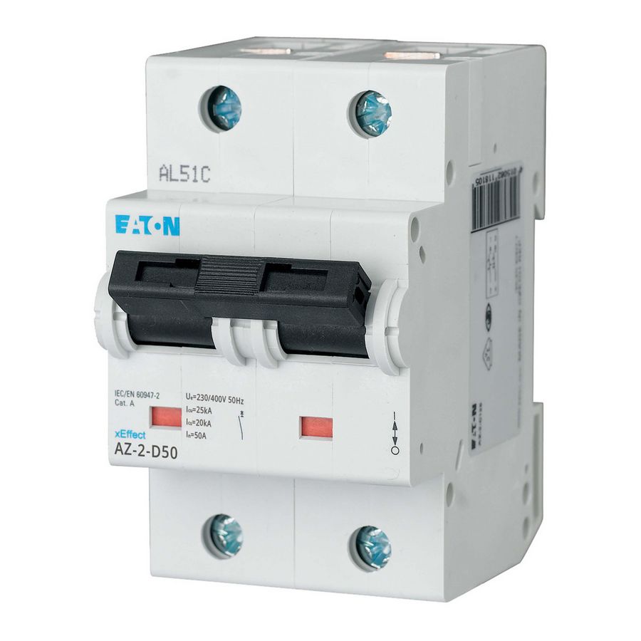 installatieautomaat (MCB) AZ D-karakteristiek 50A 2-polig 25kA