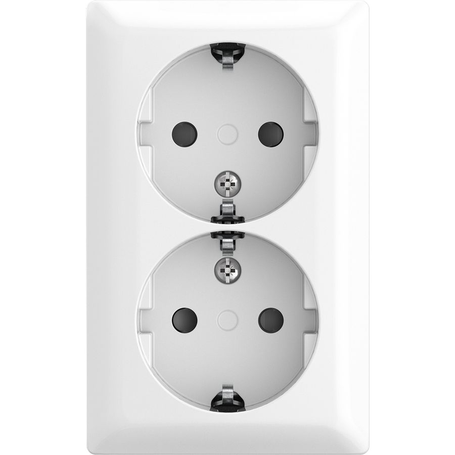 Wandcontactdoos ra kv dubbel opb b-AP alpin wit (202 EAPBJ-524)