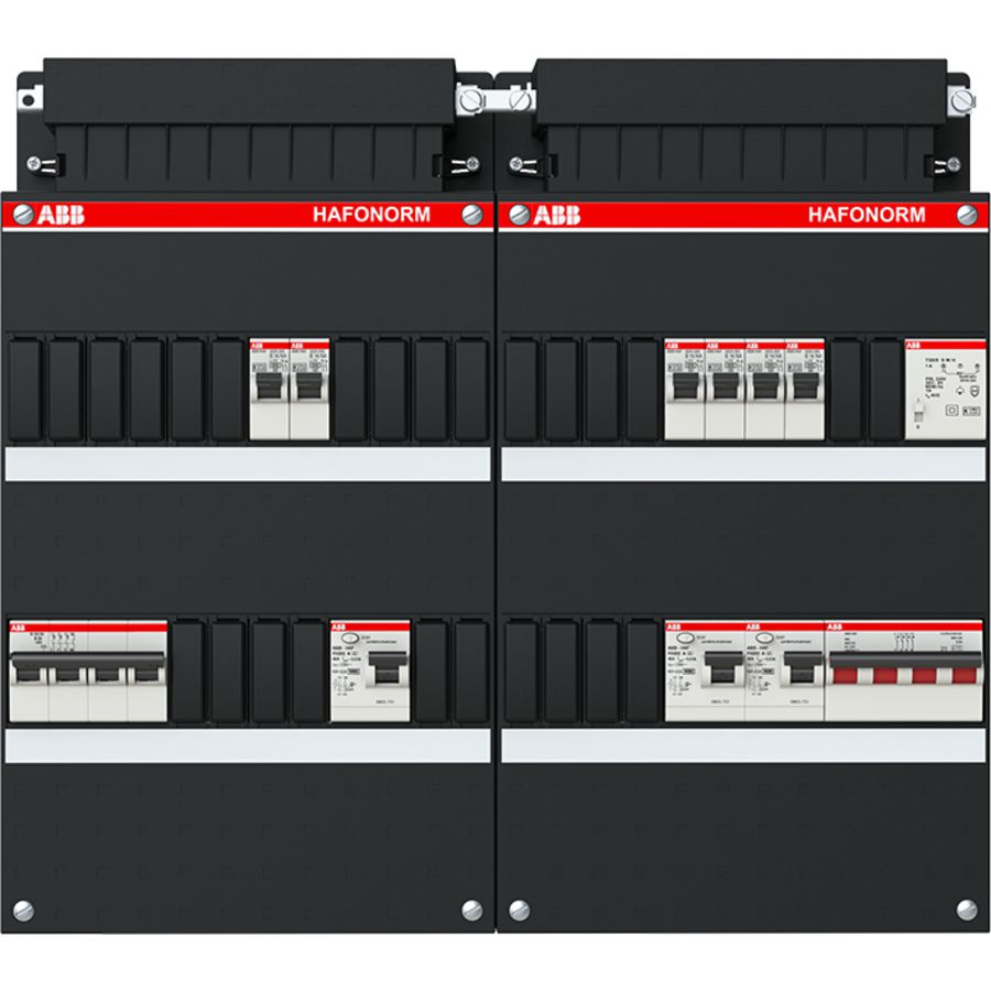 Groepenkast 6x achter 3x 30mA = HS + D + T 3-fasen