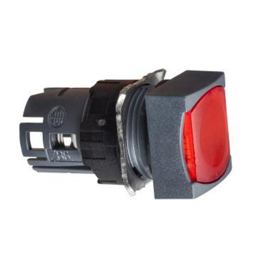 Kop verlichte vierkante drukknop Terugvering Ø16mm Rood