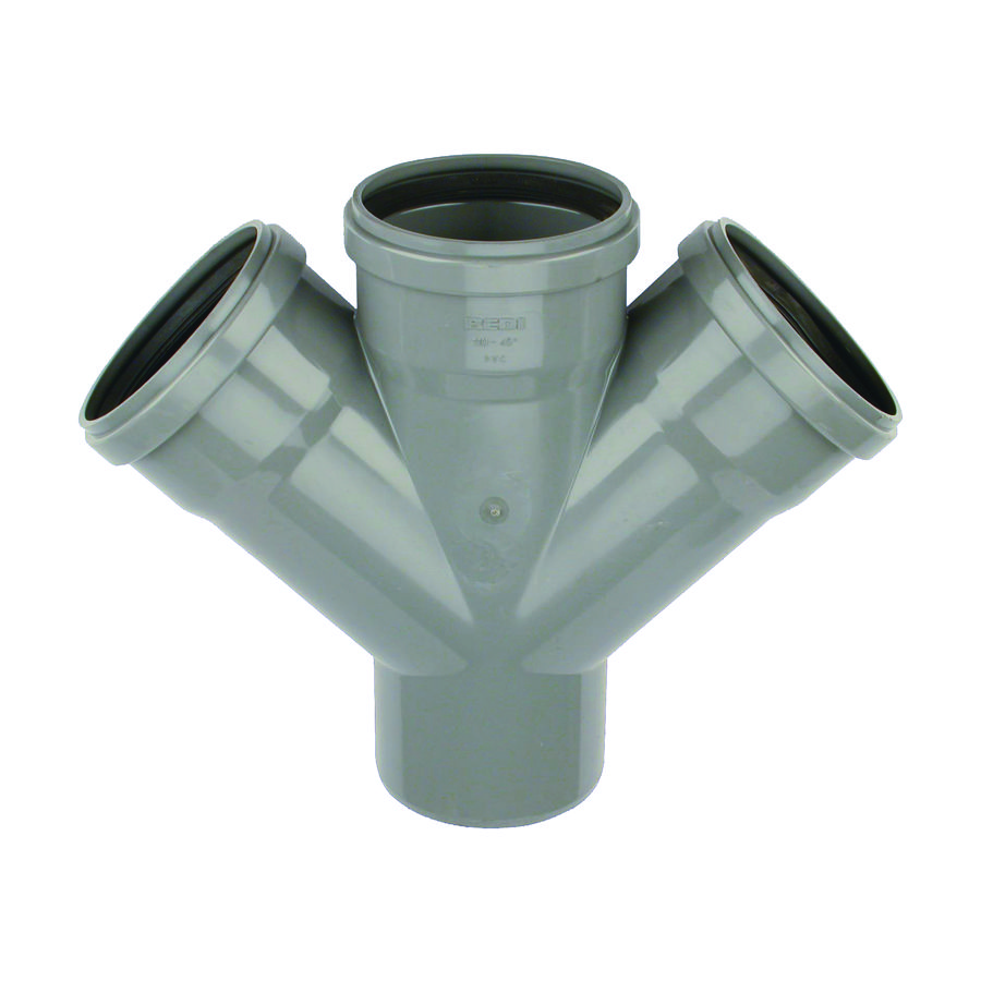 PVC manchet dubbel T-stuk 45° 110mm SN4 grijs mof/spie