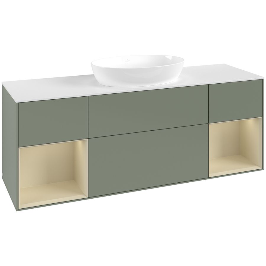 Wastafelonderkast Finion 1600x603x501mm Olive Matt Lacquer GD01HJGM
