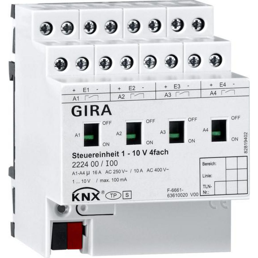 Best.eenh. 1 - 10 V 4-voudig hand KNX