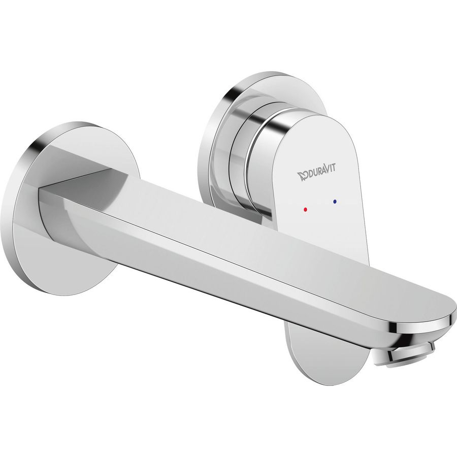 Wave 2-gats wandmengkraan afbouwdeel chroom hoogglans sprong 202mm excl. inbouwdeel