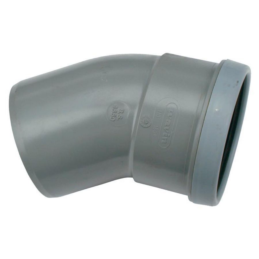 PVC manchet bocht 30° 500mm SN4 grijs mof/spie