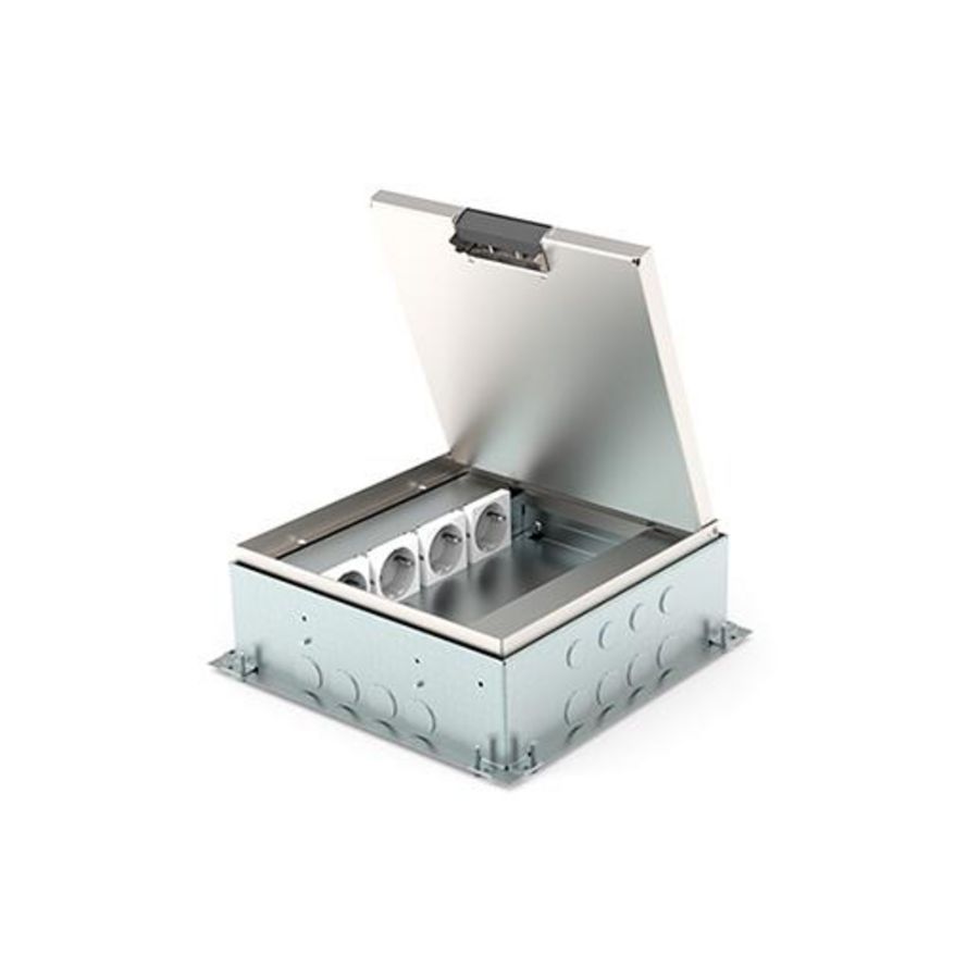 Vloercontactdoos instort 80mm 4x wandcontactdoos 6x data uitsparing RVS T15ZR