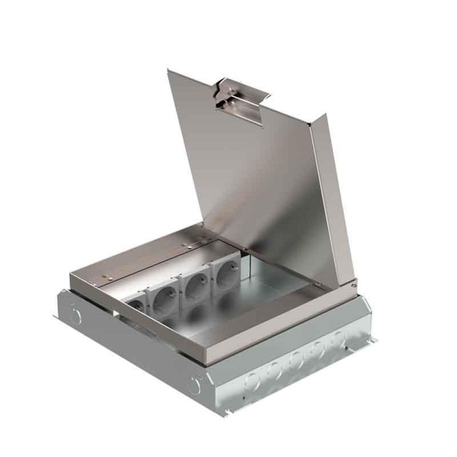 Vloercontactdoos instort 50mm 4x wandcontactdoos 4x M45 leeg RVS T25ZR