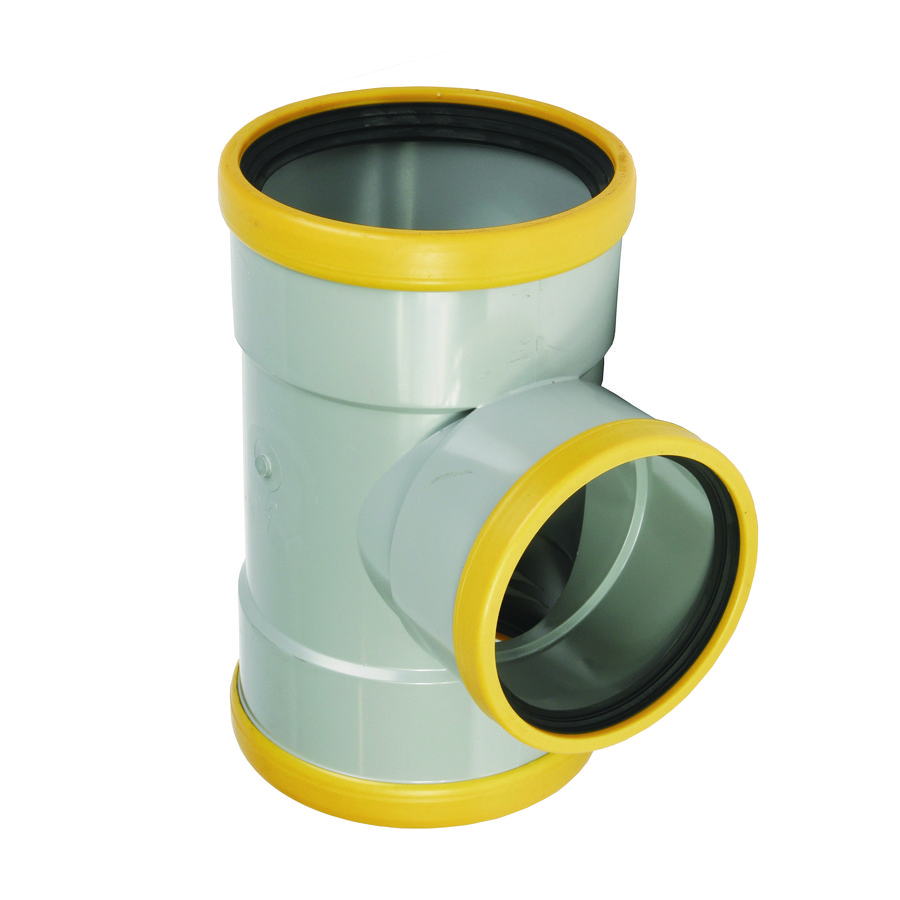 Wafix PVC manchet T-stuk 88° 200mm SN8 grijs 3x mof
