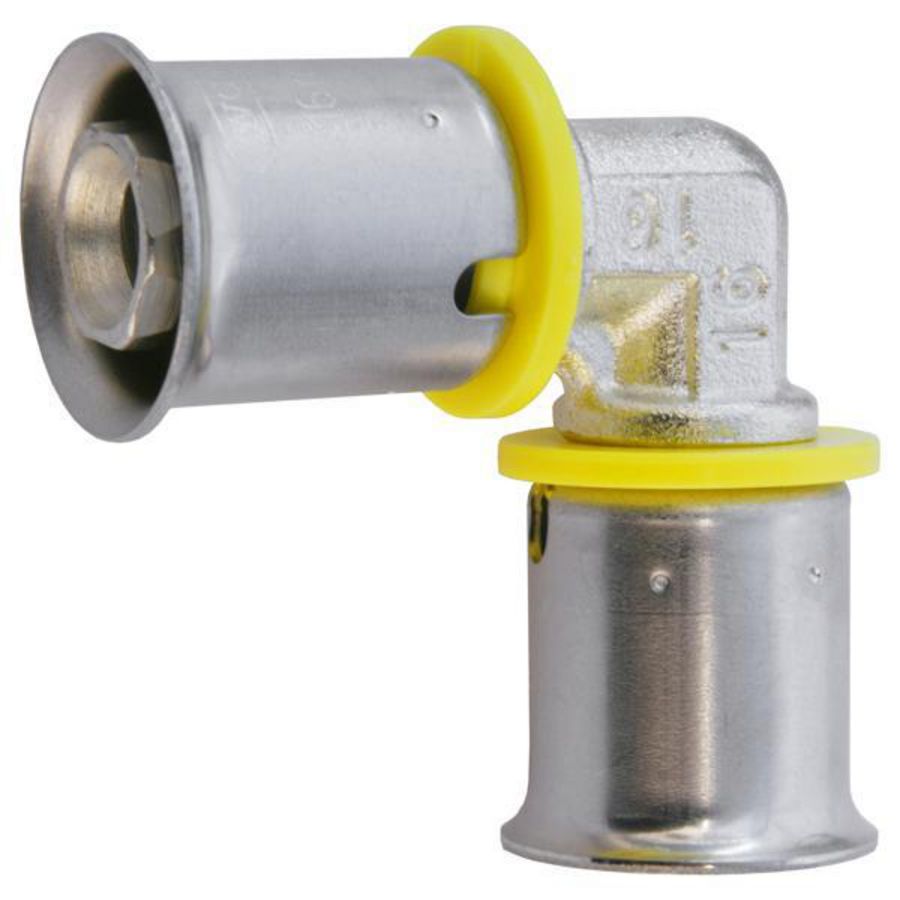 Kniekoppeling 90° persaansluiting TIGRIS GAS M1 16x16x16mm