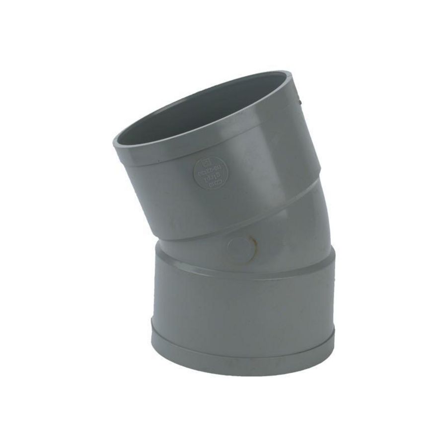 Wadal PVC lijm bocht 22° 75mm grijs mof/mof