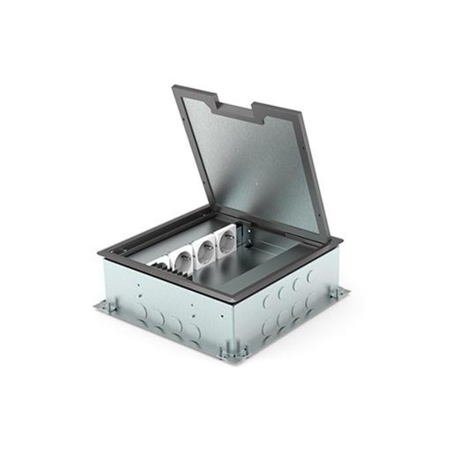 Vloercontactdoos instort 80mm 4x wandcontactdoos 8x datasp. kunststof T3 klapdeksel