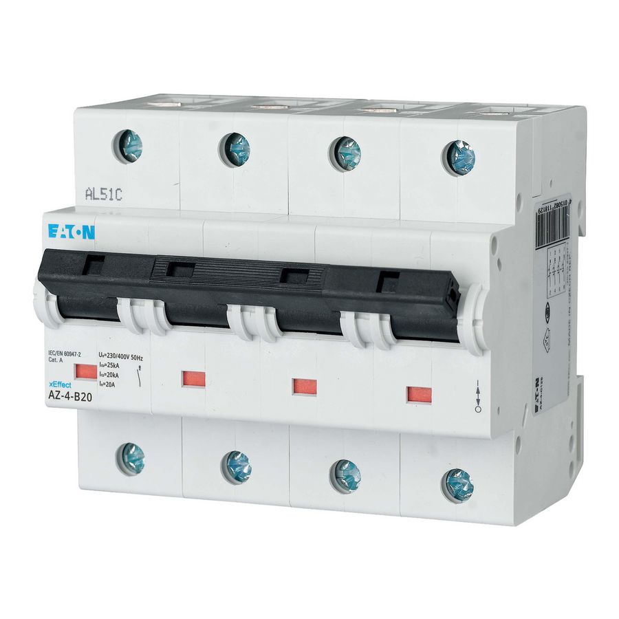 installatieautomaat (MCB) AZ B-karakteristiek 20A 4-polig 25kA