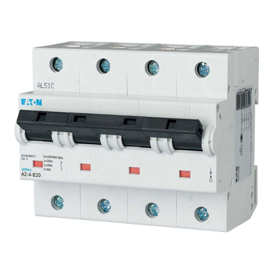 installatieautomaat (MCB) AZ B-karakteristiek 20A 4-polig 25kA