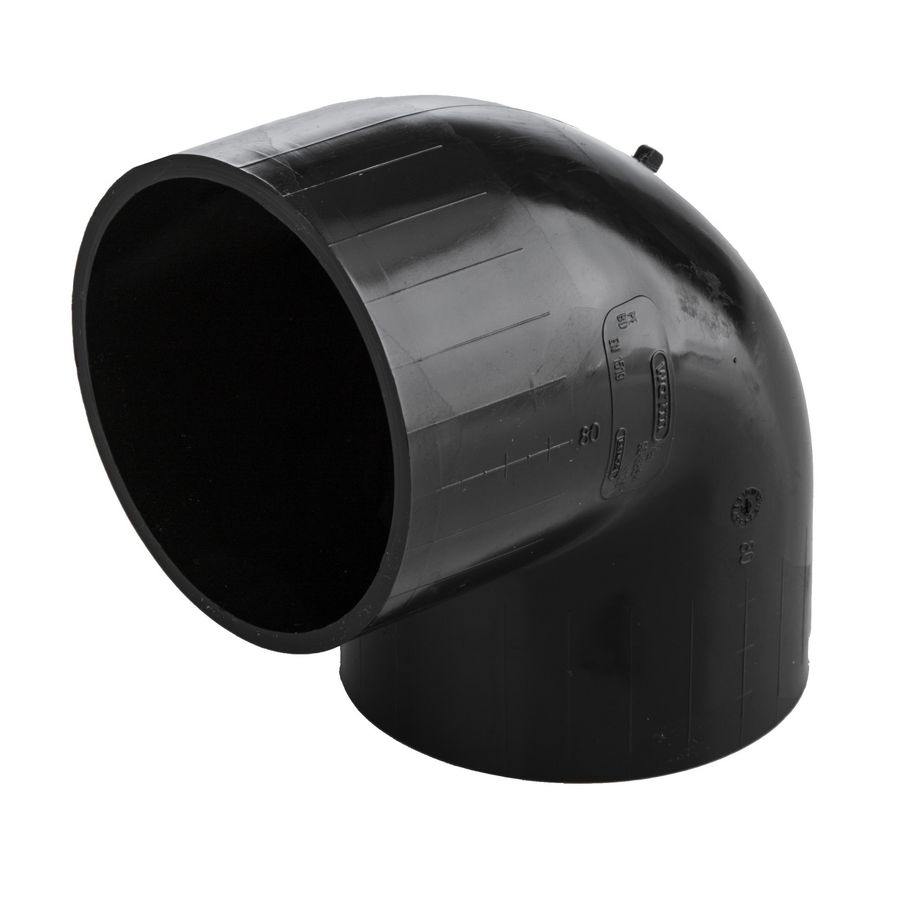 PE bocht 90° 90mm PN4 zwart