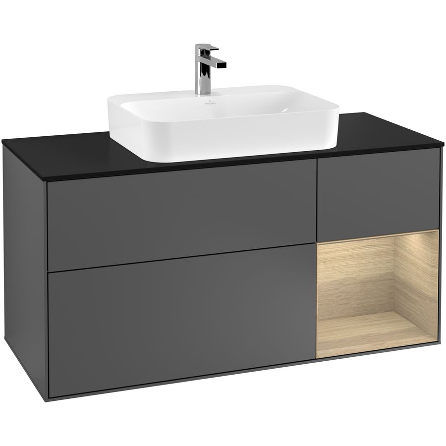 Wastafelonderkast Finion 1200x603x501mm Antr. Matt Lacquer F422PCGK