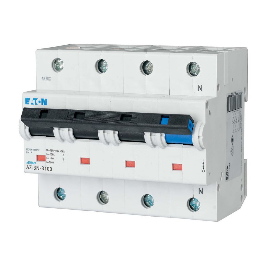 installatieautomaat (MCB) AZ B-karakteristiek 100A 3-polig + Nul 20kA