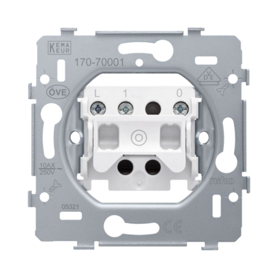 Sokkel drukknop N.O. 3 aansluitklemmen 10 A/250Vac schroef
