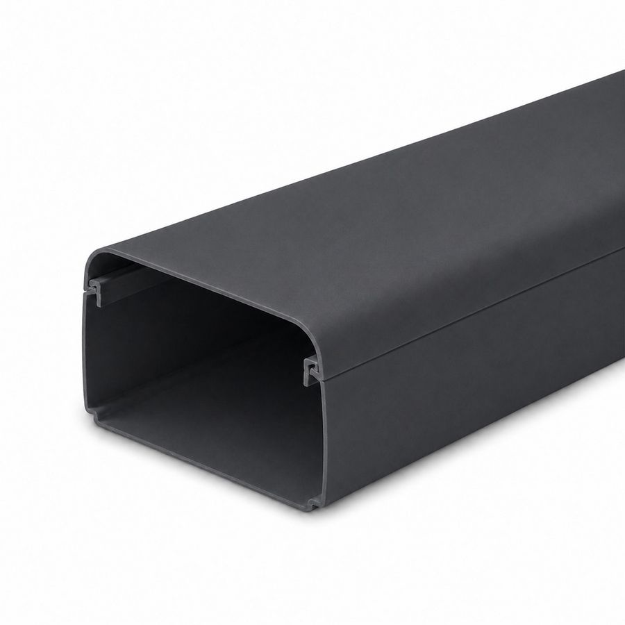 Lengte a 2mtr. leidinggoot met folie 125x75mm grijs PVC RAL7016
