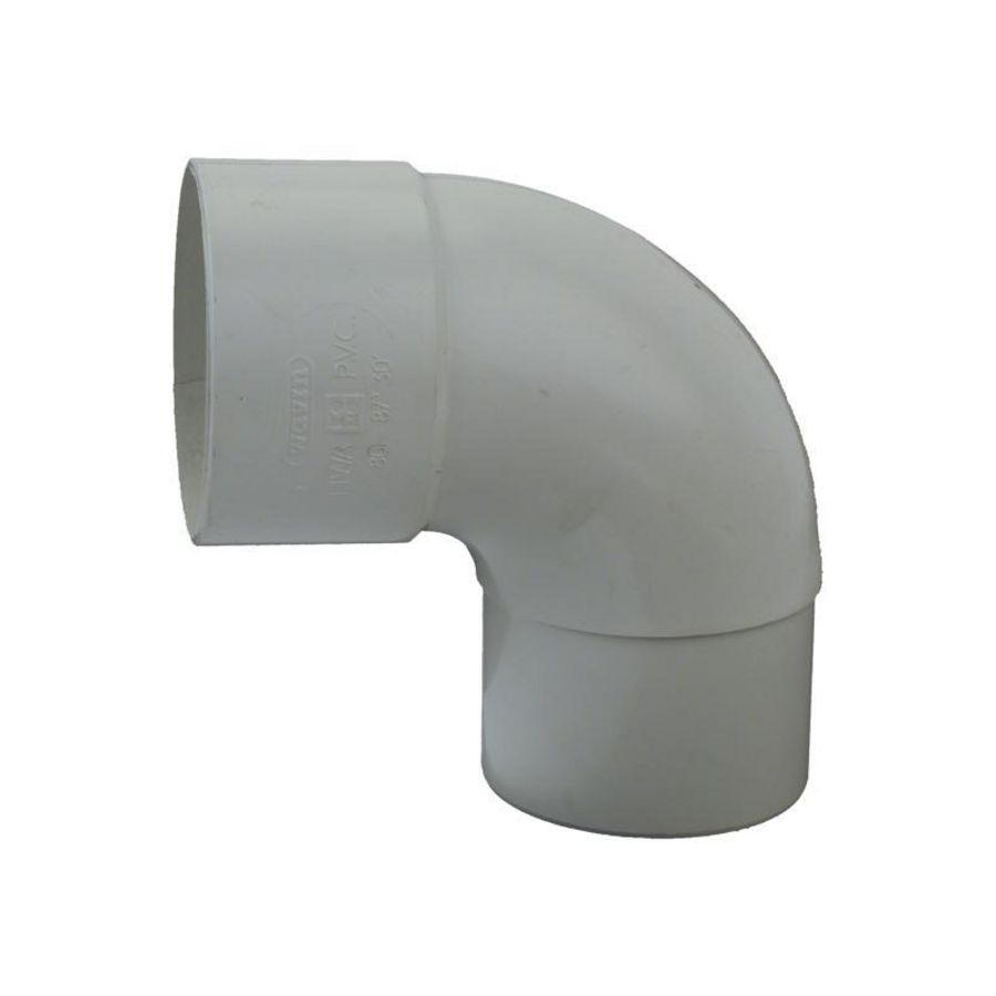 PVC HWA bocht 88° 80mm wit mof/verjongde spie