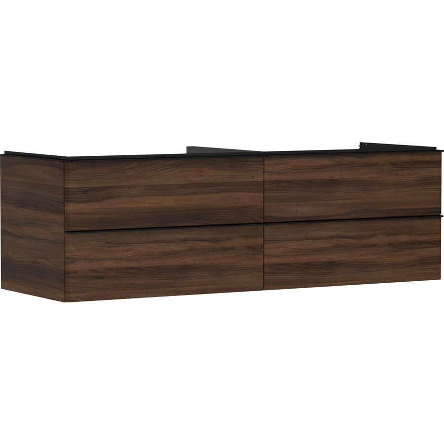 Onderkast Dark Walnut 1560x550mm 4x la voor consoles met waskom greepkleur mat zwart Xelu Q 54093670