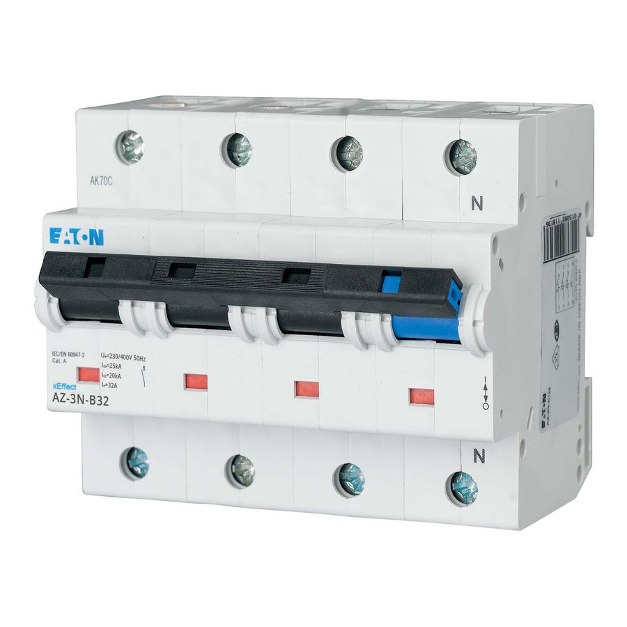 installatieautomaat (MCB) AZ B-karakteristiek 32A 3-polig + Nul 25kA