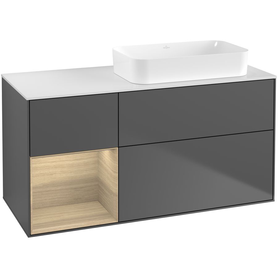 Wastafelonderkast Finion 1200x603x501mm Antr. Matt Lacquer F681PCGK