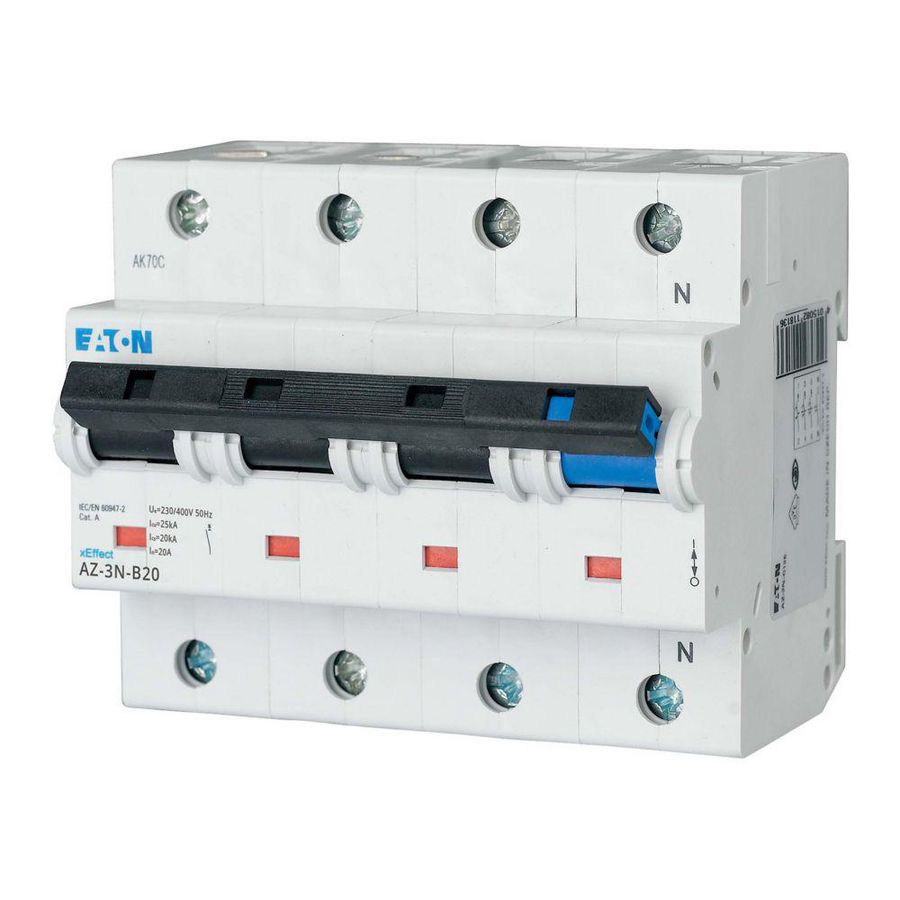 installatieautomaat (MCB) AZ B-karakteristiek 20A 3-polig + Nul 25kA