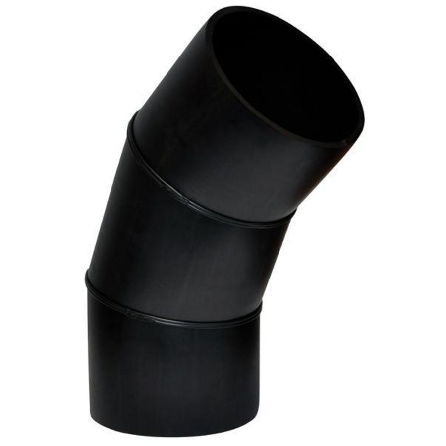 PE segmentbocht 45° 200mm PN4 zwart