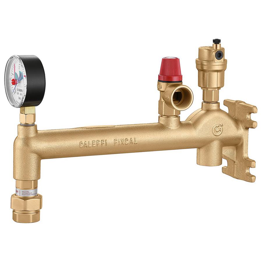 Gemonteerde aansl.combinatie + kogelafsl. messing 3/4" 3 bar