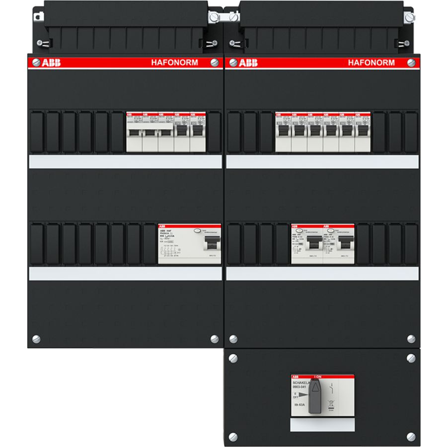 Installatiekast 8x achter 3x30mA + K + HS 3-f