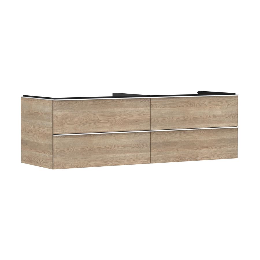 Onderkast Natural Oak 1560x550mm 4x la voor consoles met waskom greepkleur mat wit Xelu Q 54092700