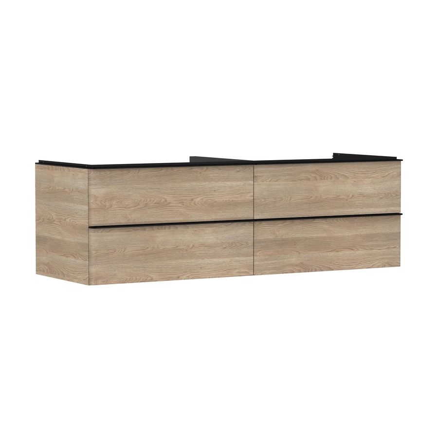 Onderkast Natural Oak 1560x550mm 4x la voor consoles met waskom greepkleur mat zwart Xelu Q 54092670